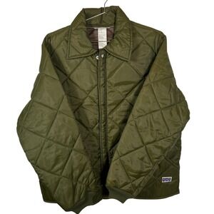 Vintage Big Smith Mens Large Quilted Jacket Olive Green Made in USA Nylon Zip
